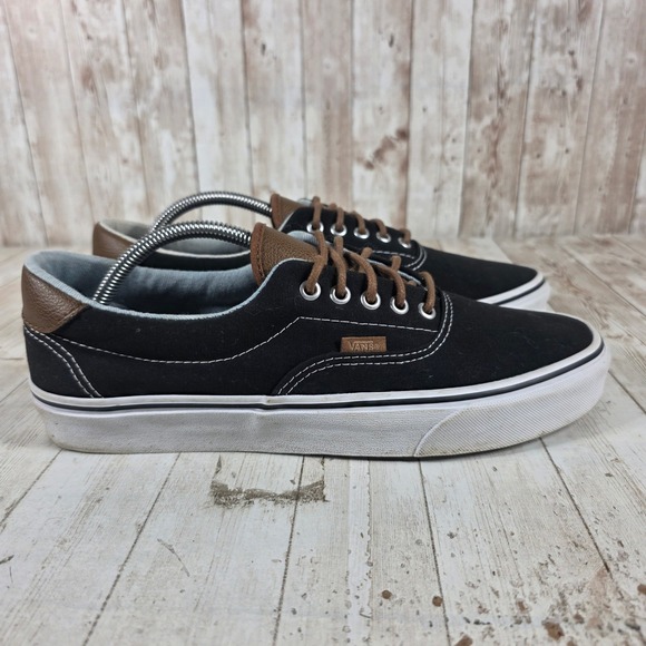 Vans Other - Vans Era 59 Mens 11 Black Canvas Brown Leather C&L Low Top Skate Shoes 721356